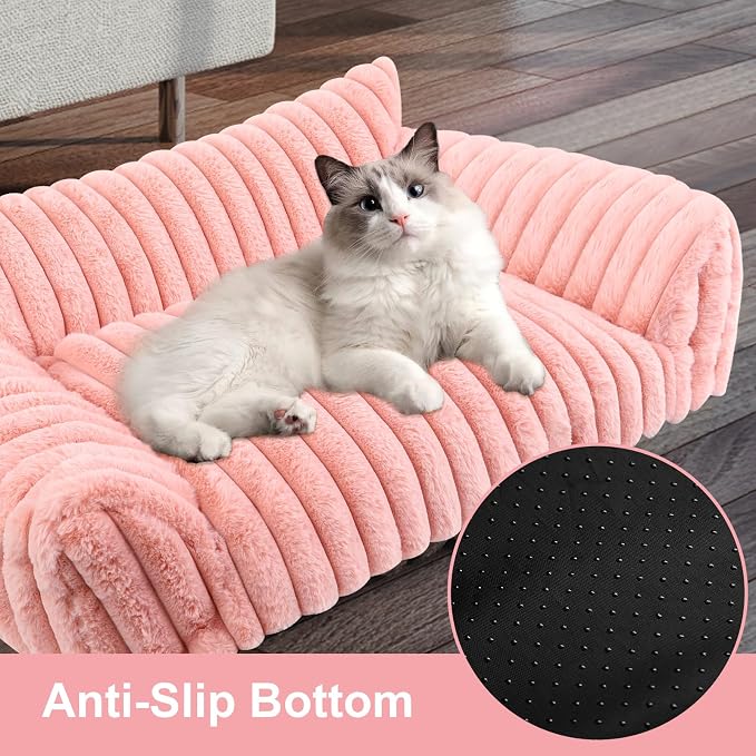Cute Dog Couch for Medium Large Dogs,Dog Cat Couch Sofa,Dog Bed,L,Pink | Dog Couch Bed with Removable Washable Cover,Cute Fluffy Pet Sofa Cat Couch Bed,Washable Dog Bed Medium Large Size Dog