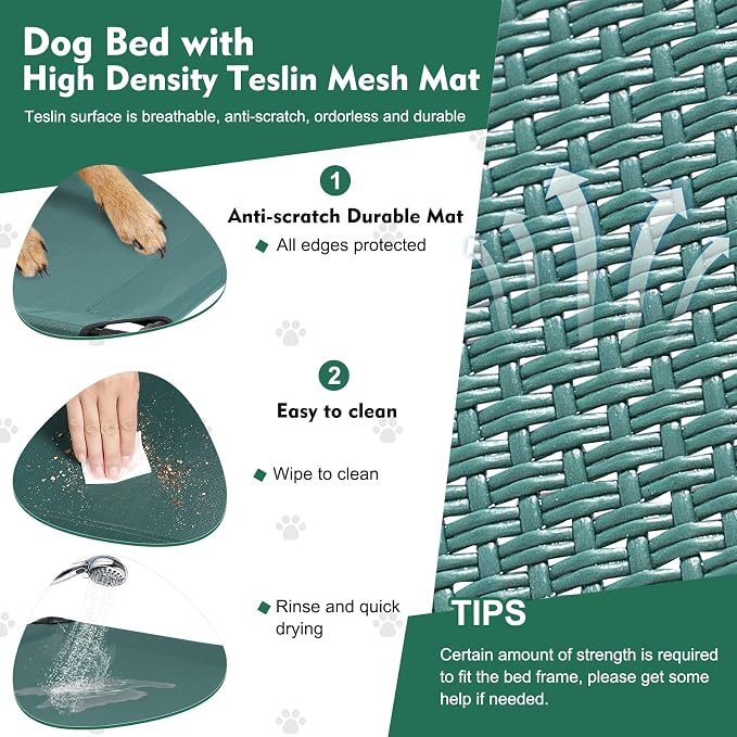 Outdoor Elevated Dog Bed with Canopy Portable Camping Dog Cot with Shade | Outside Raised Dog Tent Foldable Cooling Dog Bed with Canopy Shade for Small & Medium Dogs Off Ground Outdoor Indoor Use