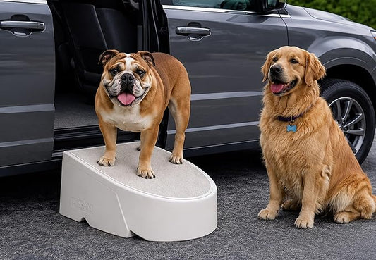 Pet Gear One Step for Dogs/Cats, Light Sand | Lightweight/Portable, Sturdy, No Tools Required, Removable, Washable Carpet, Supports 175 lbs