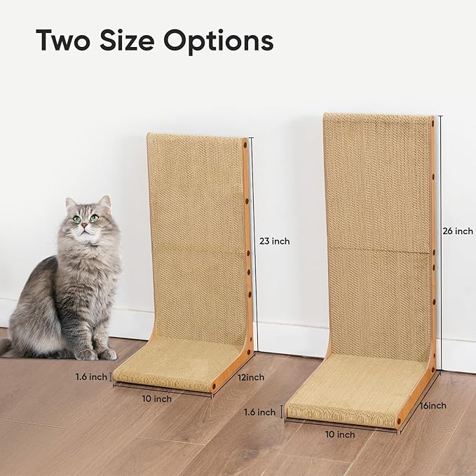 Cat Scratcher, 23 inch L Shape Cat Scratching Pad for Indoor Cats, Durable Sustainable Cardboard Scratcher, Recyclable Vertical Cat Scratch Pad to Protect Furniture, Small