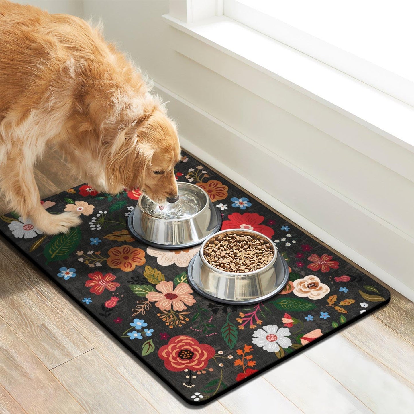 Dog Food Mats for Floors, Absorbent Quick Dry Pet Cat Food Mat, Dog Bowl Mats for Food and Water Dispenser Mat, Eco-Friendly Dog Accessories Pet Supplies 12"x20"