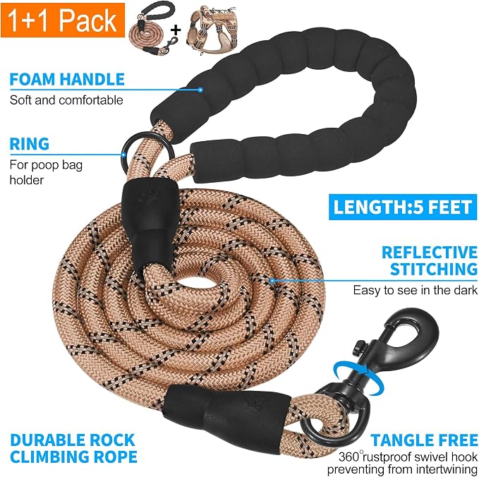 Beebiepet Heavy Duty Tactical Dog Harness for Small Dogs, No Pull Adjustable Pet Harness Reflective Service Training Easy Control Pet Vest Military K9 Working Dog Harnesses-X- Large, Desert Camo