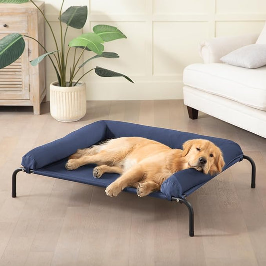 Cooling Elevated Dog Bed for Large Dogs, Indoor & Outdoor Raised Dog Bed | Portable,with Breathable Mesh, Chew Proof Pet Hammock Cots with Removable and Waterproof Bolsters