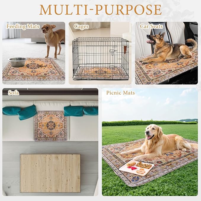 Homimp Washable Pee Pads for Dogs, 2 Pack Reusable Puppy Pads Waterproof, Absorbent and Leakproof Dog Pee Pads, Non Slip Puppy Training Pads, Pet Mat for Floor,Crate,Couch,Whelping,Khaki, 36"x36"