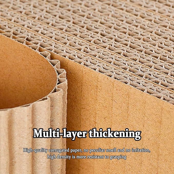 5 Packs in 1 Cat Scratch Pad with Box for Indoor Cats, Larger-Sized Durable Recyclable and Reversible Cardboard Cat Scratching Pad for Rest and Play