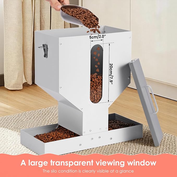 Gravity Cat Feeder 2 Cats - 12L Automatic Dual Cat Feeder | Outdoor Cat Feeder for Pet Cat Dogs, Sturdy Material, Lock design, Large Viewing Window, Portable, Easy to Clean