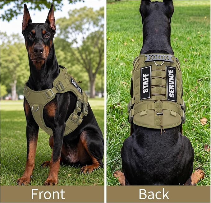 Tactical Dog Harness for Small Dogs, No Pull Vest with Control Handle, Heavy Duty Adjustable Reflective Pet Harness for French Bulldog, Pug, Puppy Walking, Training