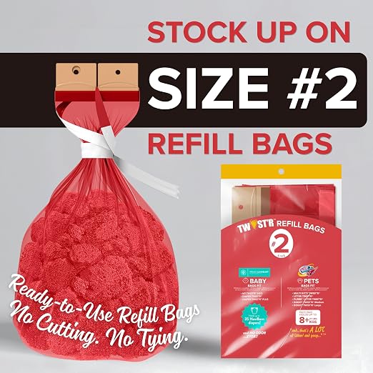 Red Rocket Doggy Twist'R Large Waste Disposal System, Dog Poop Trash Can | Odor Control, Indoor/Outdoor, Holds Up to 17 Lbs, Includes 2 Size #2 Odor Blocking Bags, 2 Charcoal Sachets, 60 Poop Bags