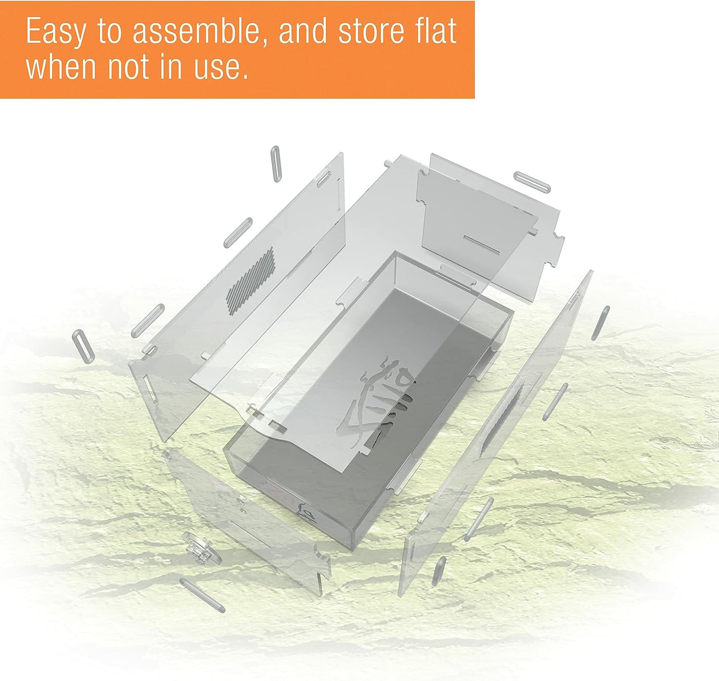 Zilla Micro Habitat Terrarium, Terrestrial, with Locking Latch, for Isopods, Spiders, Insects, Large