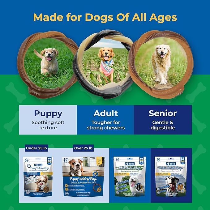 N-Bone Puppy Teething Rings Peanut Butter Flavor Dog Treat, 6 Count Bag, 7.2-oz