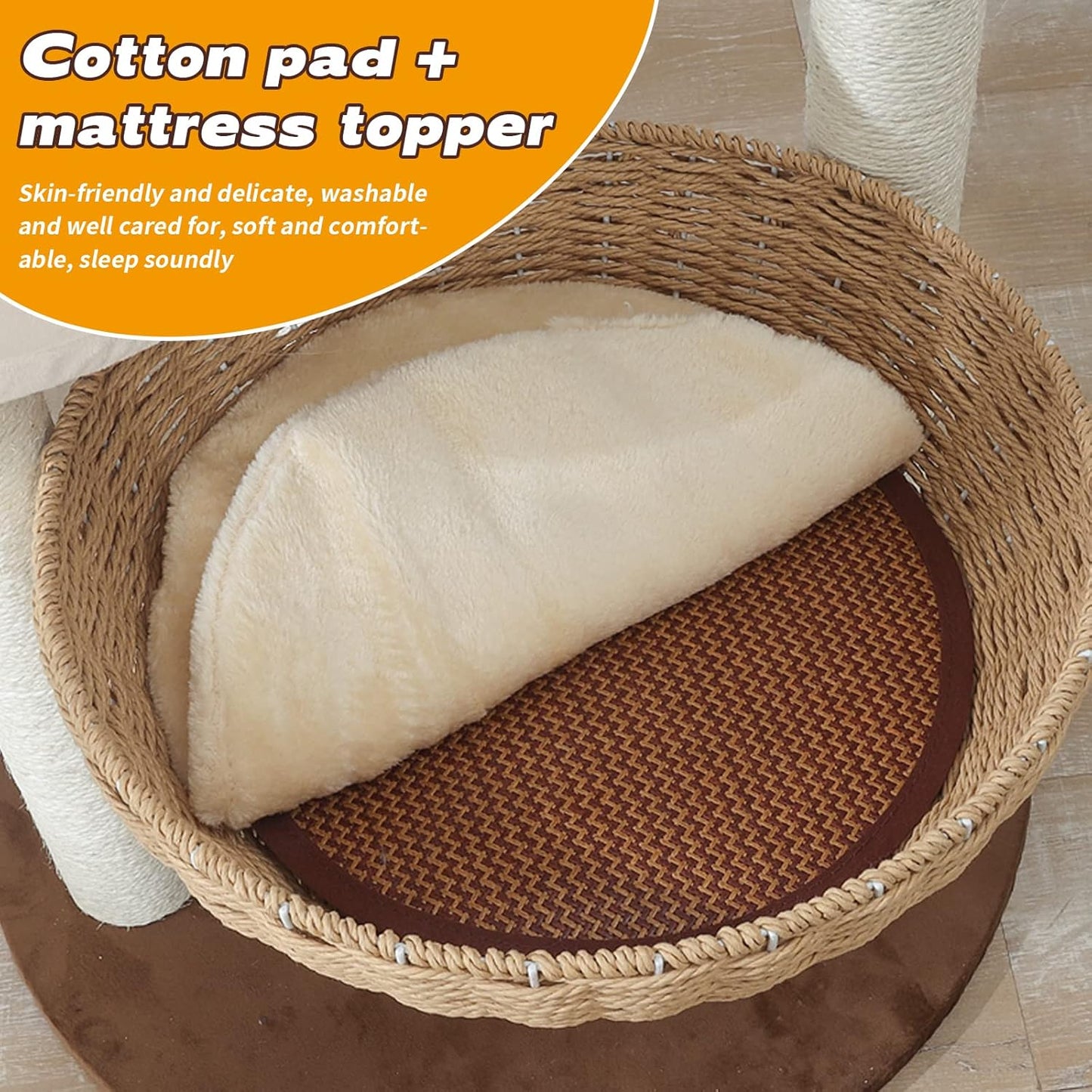 Modern Cat Tree Tower for Large Cats, Real Natural Sisal Luxury Cat Condo, Manual Hand Woven Wood Cat Tower, Indoor Cat Scratching Tree, New Cat Condo Lover Gift