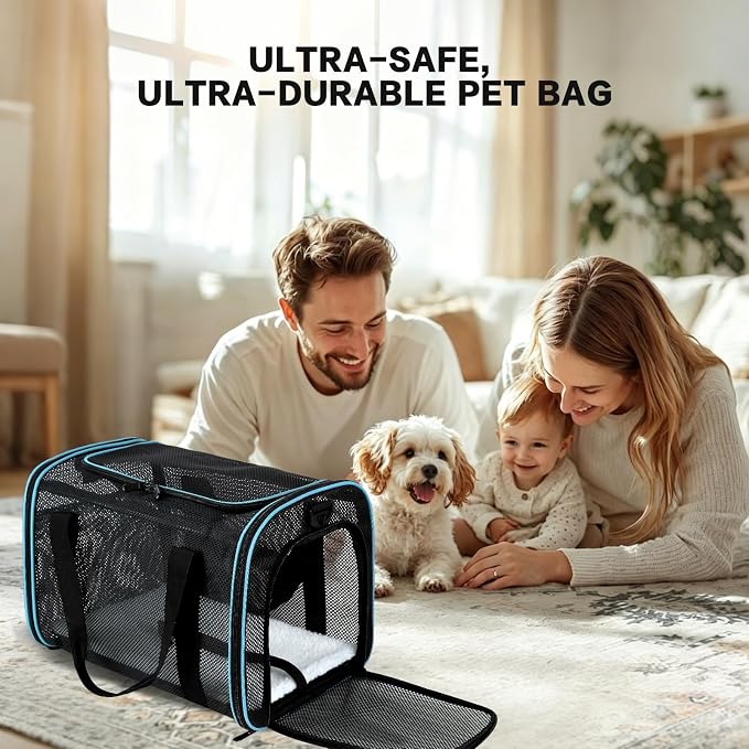 Cat Dog Pet Carriers Soft-Sided Cats Bag Animal Carriers Puppy Carrying Bag TSA Airline Approved Dog Carrier Soft Sided, Collapsible Travel Carriers for Big Cats/Small Dogs Up to 16lbs 17 * 11 * 11