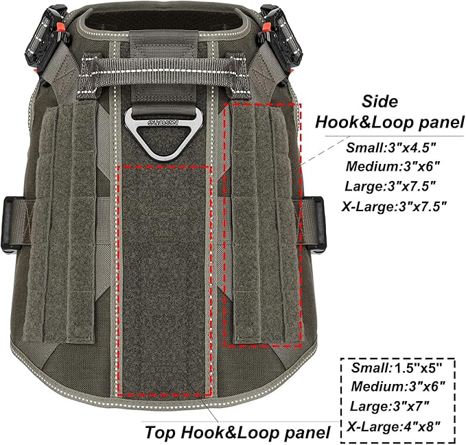 ICEFANG Tactical Dog Harness for Large Dogs,Reflective No Pull Dog Vest | with Control Handle,Adjustable,Front Hook,2 Leash Clips,Soft Padded,MOLLE Panel,Green,Large