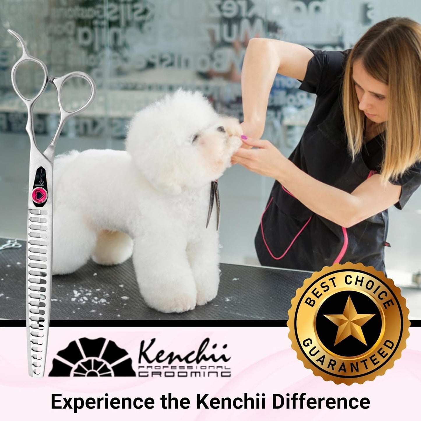 Kenchii Love Dog Grooming Scissors, 22 Tooth Blender Shears, Dog Scissors for Grooming, Professional Pet Grooming Scissors, Heavy Duty, Durable and Sharp