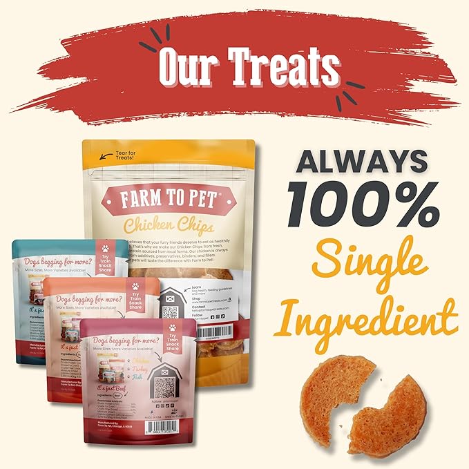 Farm To Pet - Puppy Packs 'N Snacks Dog Treat Starter Pack - Chicken 4oz + 1 Beef & 1 Turkey & 1 Fish Snack Pack - Single Ingredient Training Treats, All Natural, Lean for Small, Medium, Large Breeds