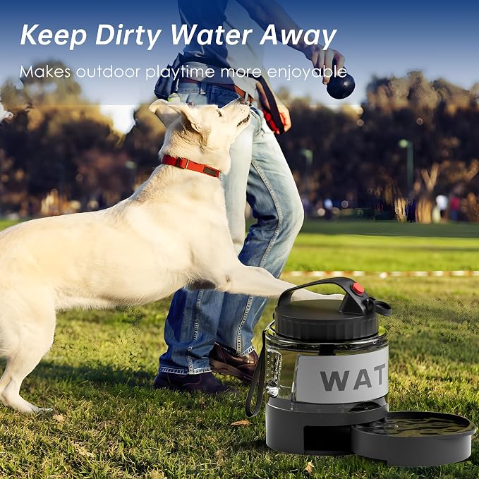 56oz Dog Water Dispenser Portable, 1.6L Leak-Proof Dog Water Bottle with Pull-Out Bowl, BPA Free Pet Travel Water Bottle for Daily Walks, Hiking, Park, Car Travel, Outdoor Beach Accessories