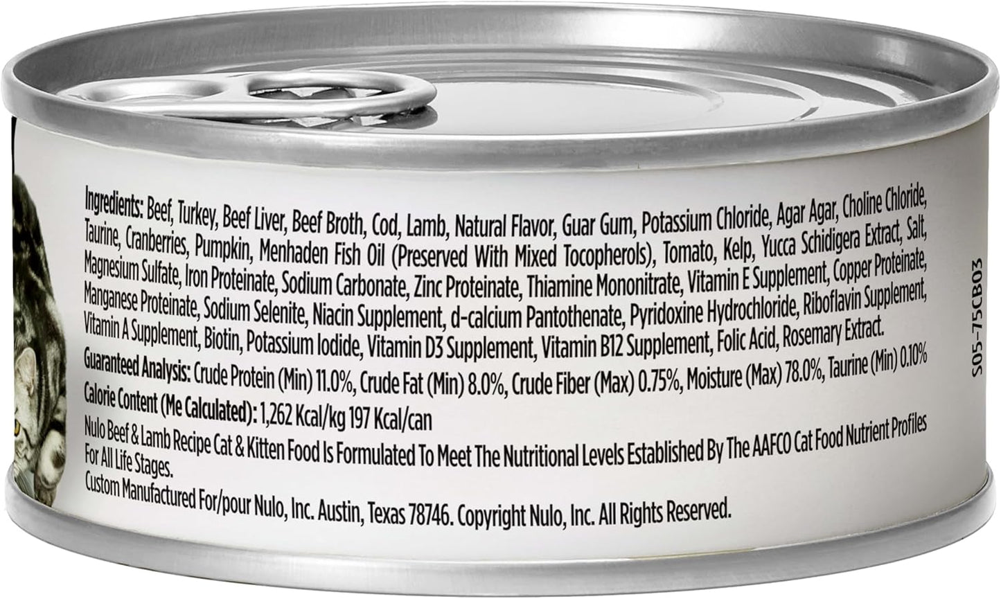 Nulo Beef & Lamb Recipe Pate Wet Canned Cat Food, 5.5 Ounce (Pack of 24)