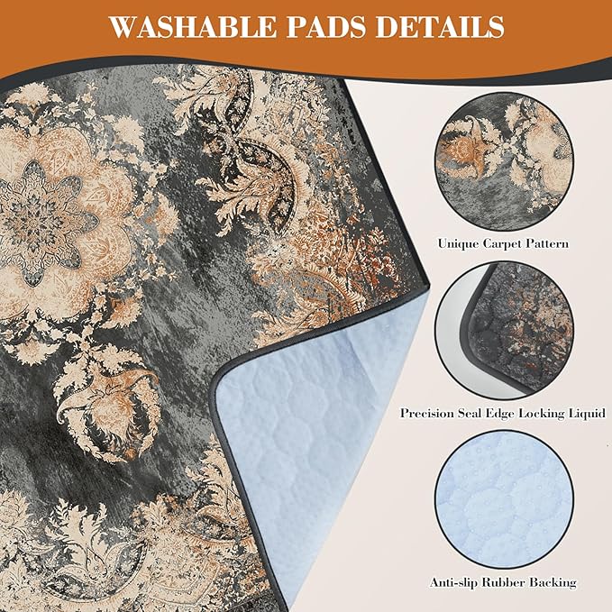 Washable Pee Pads for Dogs, Reusable Dog Training Pads. 54''x72'' Super Absorbent Dog Rugs, Non-Slip and Leakproof Washable Pee Mat for Dogs, Large Whelping Pads for Crates and Floors