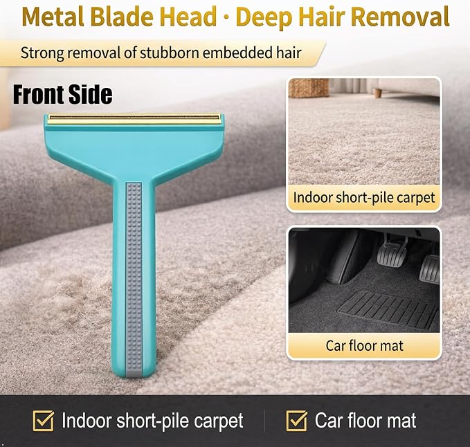 4-in-1 Lint Remover, Reusable Hair Remover for Couch, Carpet, Clothes, Car, Dual Blades Static Back Silicone Brush, Remove All Types of Embedded & Surface Hair, No Fabric Damage