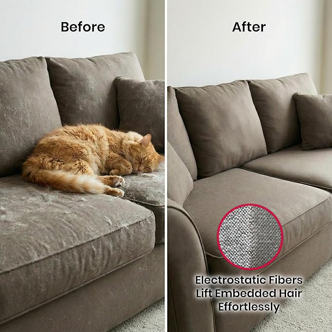 Oteengo Upgraded Electrostatic Pet Hair Removal Glove for Cats & Dogs – 5-Finger Cat Hair Remover - Reusable Magic Brush Pet Hair Remover Tool for Laundry, Furniture, Carpet, Bedding & Car Seats