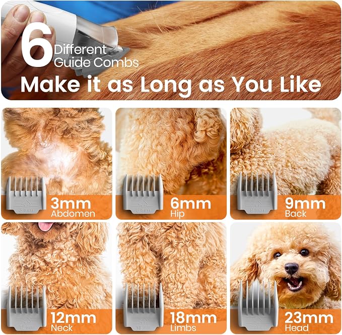 oneisall Dog Grooming Vacuum, Pet Grooming Vacuum with Clipper Nail Grinder, 1.5L Dust Cup Dog deshedding Brush with 7 Tools for Shedding Pet Hair, Home Cleaning (Grey)