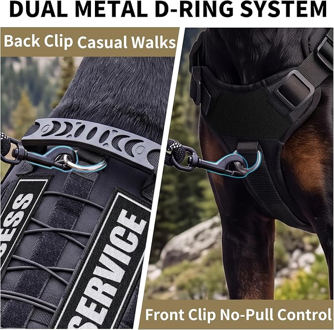 Tactical Dog Harness for Large Dogs, Heavy Duty No Pull Dog Harness with Handle, Adjustable 6-Buckle German Shepherd Big Size Dog Vest for Walking, Training, Hunting