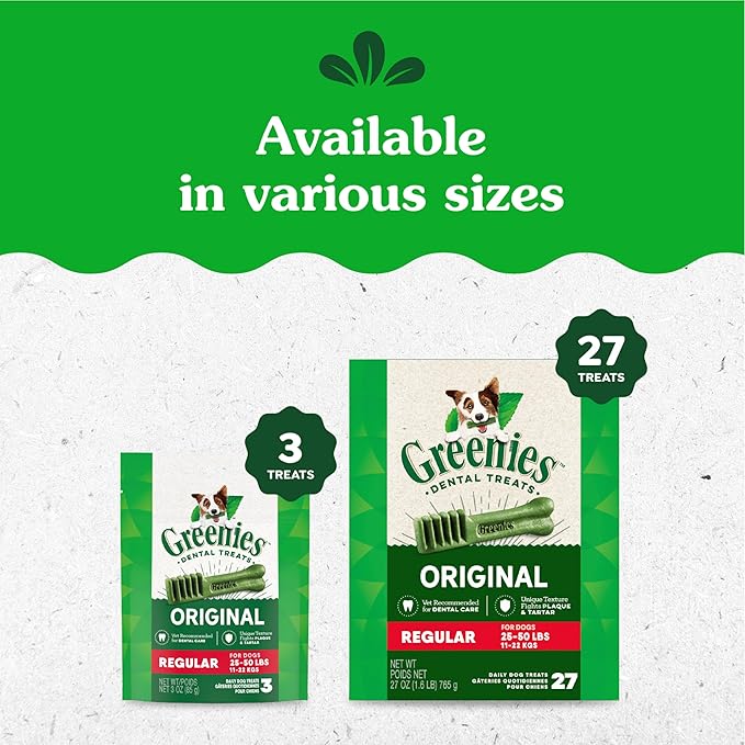 Greenies Original Regular Dental Dog Treats, 54 oz. Pack (54 Treats)