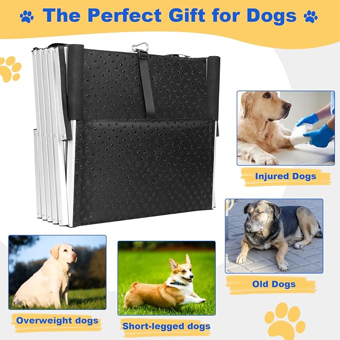 Dog Stairs for Large Dogs - Extra-Wide 20-Inch Step 43-Inch 5-Step Extra Dog Steps Tall Designed for Oversized SUVs, Off-Road Vehicles, and Pickup Trucks