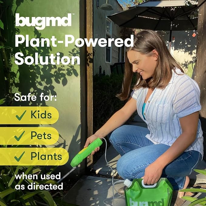 BugMD Pest Blaster Kit - Rechargeable Power Sprayer (Batteries Included), 4-Pack Pest Control Essential Oil Concentrates for Indoor & Outdoor Use - Plant-Powered Ant, Roach, Spider & Insect Killer