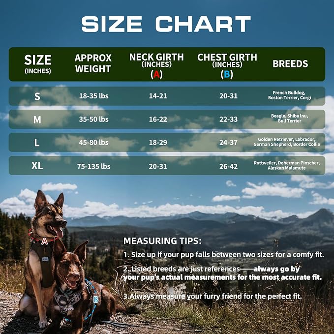 AUROTH Tactical Dog Harness for Large Dogs No Pull Adjustable Pet Harness Reflective K9 Working Training Easy Control Pet Vest Military Service Dog Harnesses