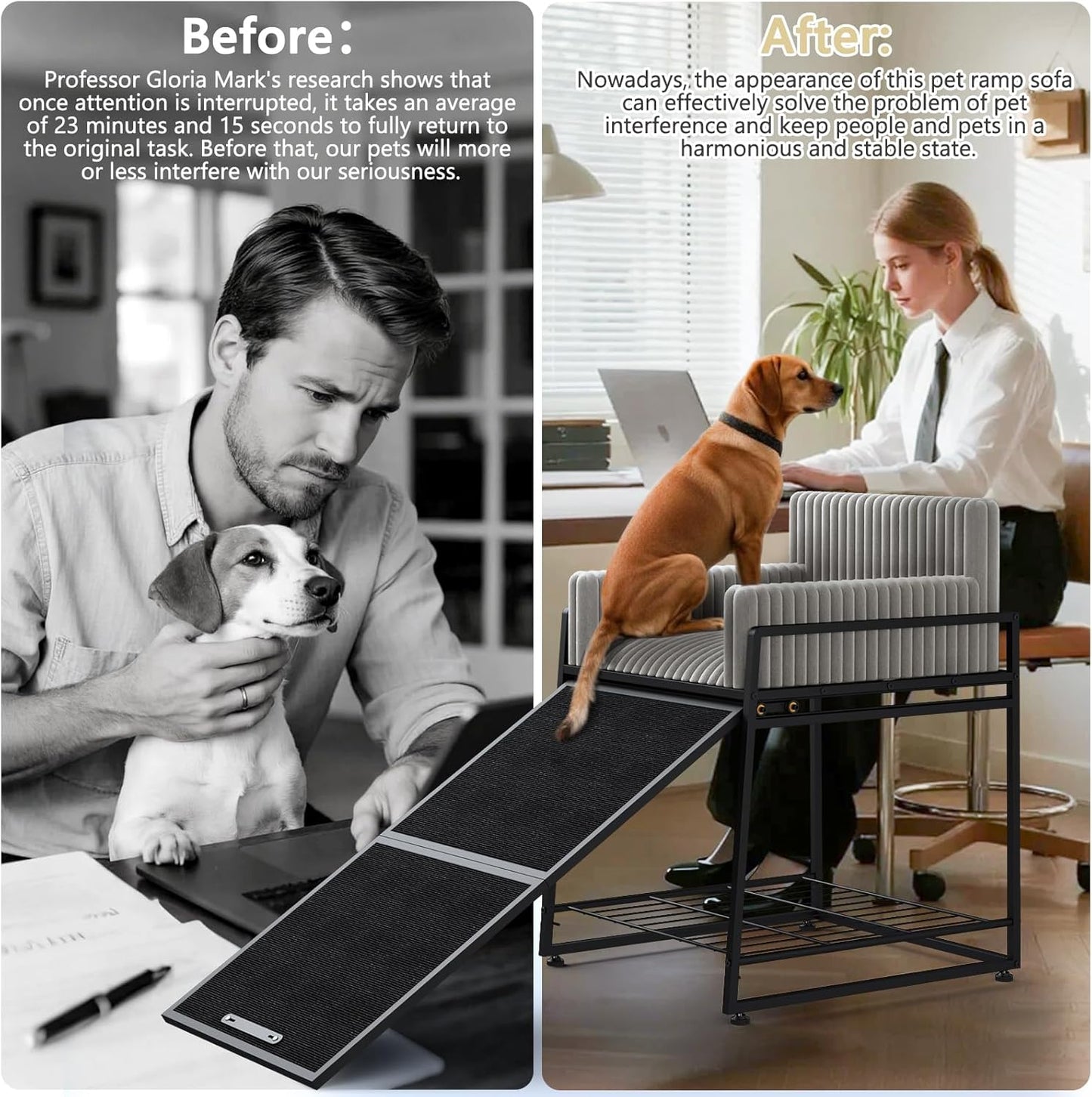 Pet Stairs Ramp with Seat,Dog Window Perch with Stairs and Storage,Dog Seat with Ramp Steps,Folding Pet Ramp for Dogs Cats,Bunk Bed Chair with Sofa Cushion for Bed Couch Office,Hold Up to 110 lbs