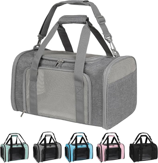 Carriers Soft-Sided Large Pet Carrier for Cats Dogs Small Animals Up to 35Lbs,Top Load Carrier,Ventilated Design,Portable Cat Carrier Airline Approved(X-Large, Grey)
