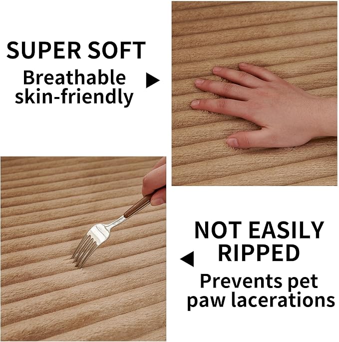 HAOMAIJIA Waterproof Couch Cover for Dogs Washable,Faux Fur Pet Couch Covers for Sofa,Soft Dog Bed Cover Non-Slip Couch Covers for 3 Cushion Couch Sofa Pet Friendly (Khaki, 35" x 62")