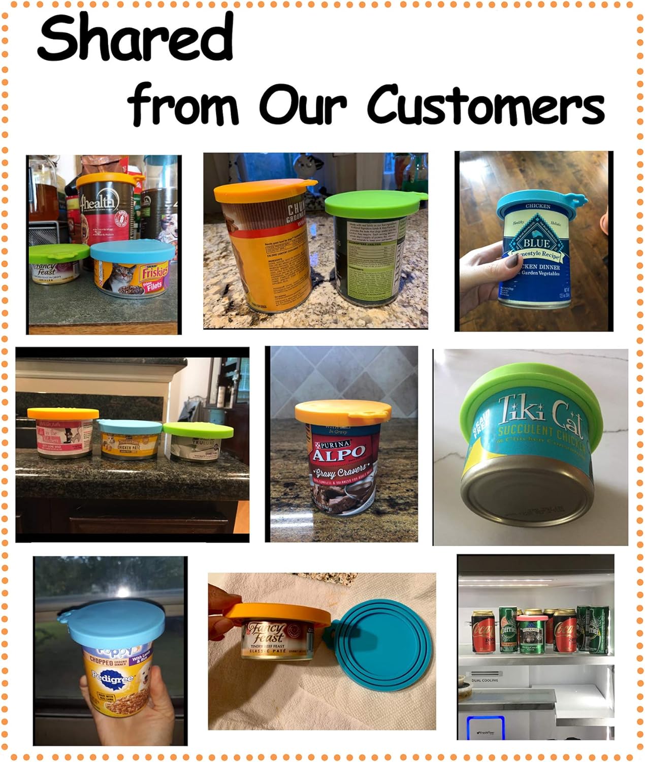Comtim Pet Food Can Cover Silicone Can Lids for Dog and Cat Food(Universal Size,One fit 3 Standard Size Food Cans),Blue and Green
