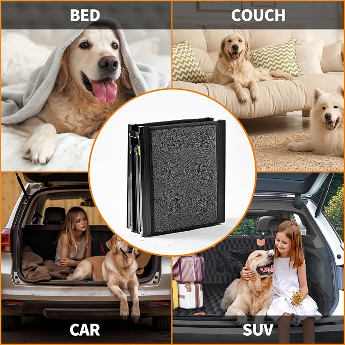 Dog Ramp for Large Dogs, Portable Pet Ramp for SUV Car & Truck | 63" Long & 17.3" Wide, Non-slip Surface, Supports 250 lbs, Foldable Outdoor Pet Ramp
