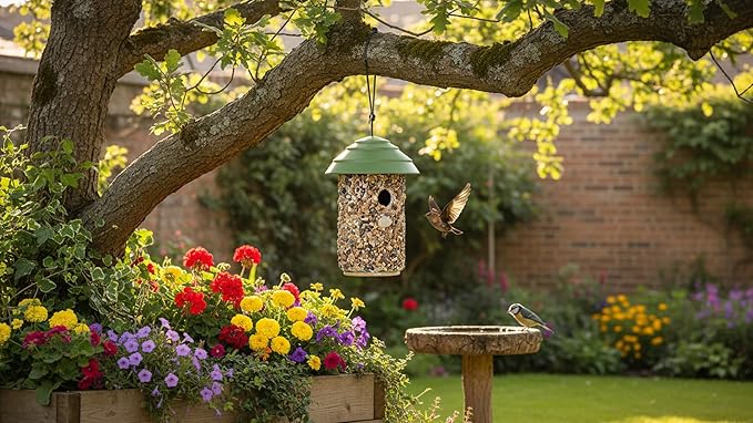 CEDAR ALPHA Pebble Stone Bird House for Outside Clearance, HDPE Roof Bird House for Outdoor, Heavy Duty Stone, Hanging Birdhouse for Outside, Wren House 10 Year Lasting (Green)