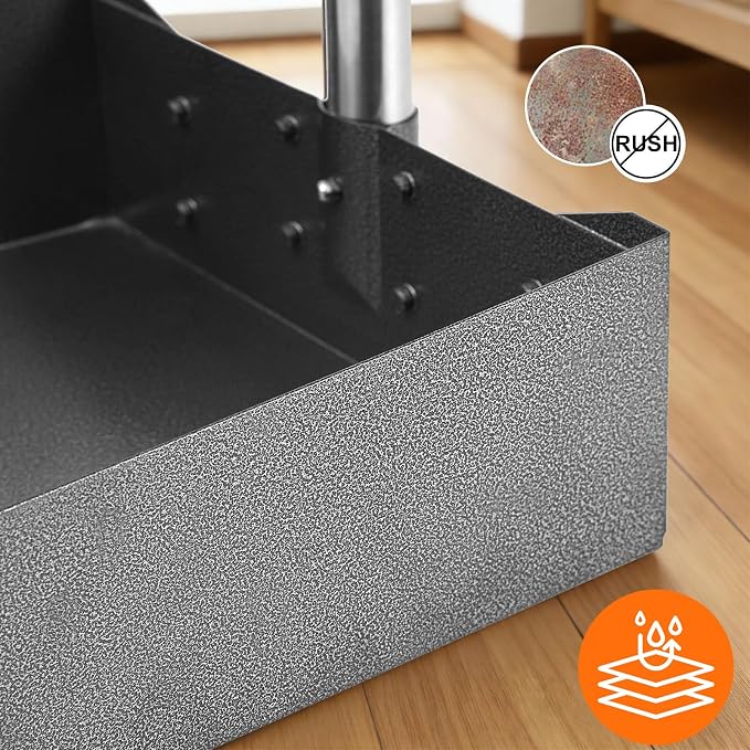 Dog Pooper Scooper, Metal Tray & Spade with 38.2" Long Handle | Medium Dog Poop Scooper: 6.5x6.7x2.5in Tray, 5.1x3.3in Spade, No-bend Pickup, Easy Rinse, Tool-free Setup