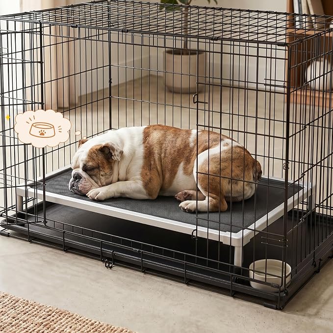 Veehoo Chew Proof Elevated Dog Bed, Silver Aluminum Dog Cot, Pre-Assembled | Cooling Raised Dog Bed for Small Medium Dogs, Indestructible Dog Bed for Crate, Breathbale, Non-Slip Feet, Indoor Outdoor