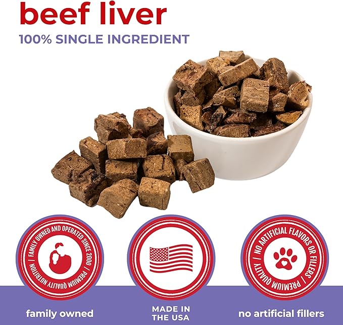 Momentum Carnivore Nutrition Freeze-Dried Beef Liver Dog Treats & Cat Treats – Single-Ingredient, High-Protein, Grain-Free, Nutrient-Rich – Made in USA – 4 oz Bag
