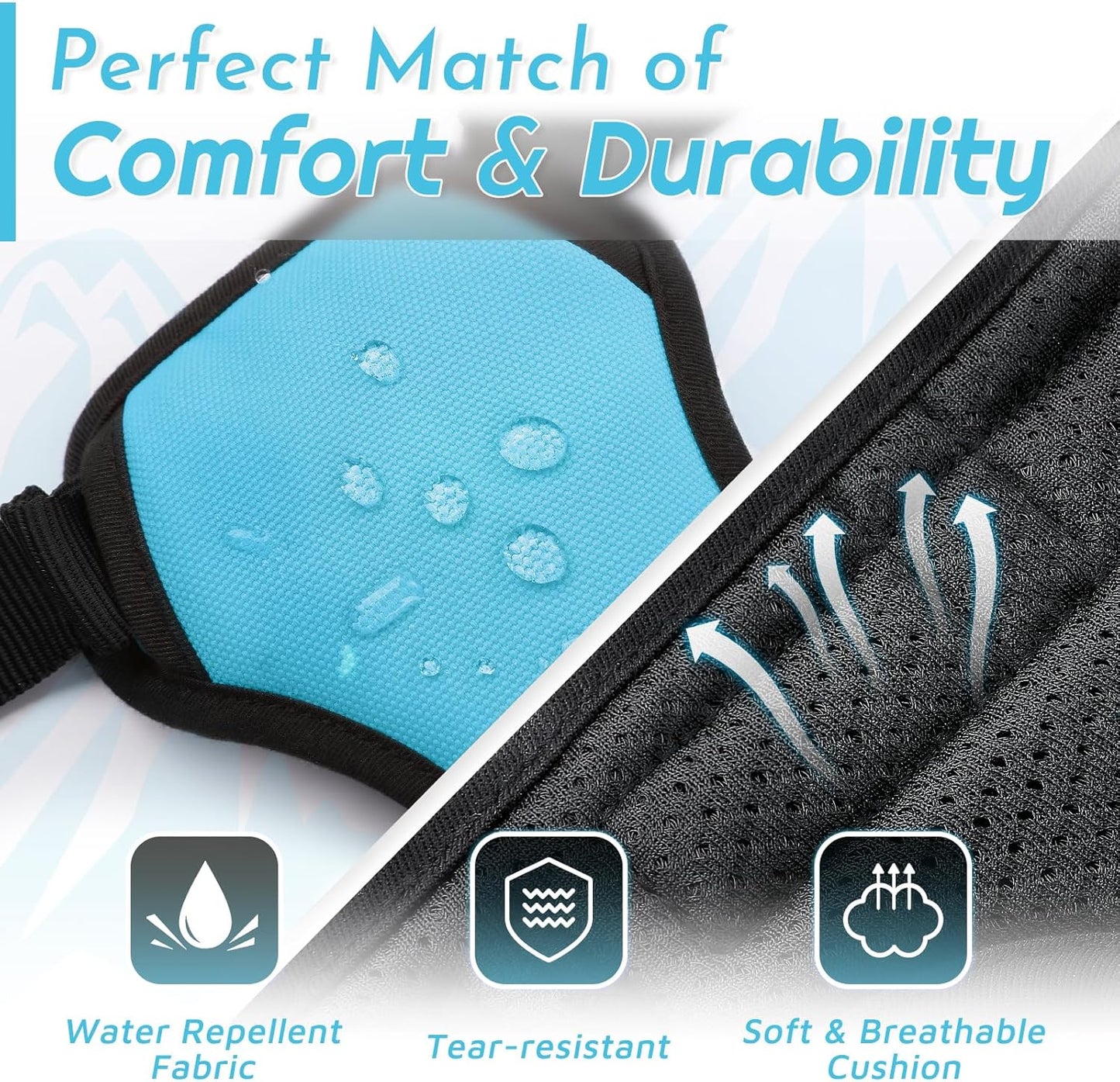 Eagloo Dog Harness for Large Dogs, No Pull Service Vest with Reflective Strips and Control Handle, Adjustable and Comfortable for Easy Walking, No Choke Pet Harness with 2 Metal Rings, Sky Blue, L