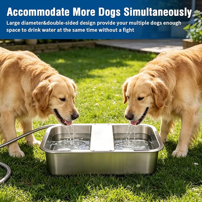 BWOGUE 5 Gal Automatic Dog Water Dispenser, Stainless Steel Bowl for Dogs | Automatic Dog Water Bowl Dispenser, Self-Filling Bowl, Float Valve Control, Outdoor Use, Large Dogs, Cats, Chickens