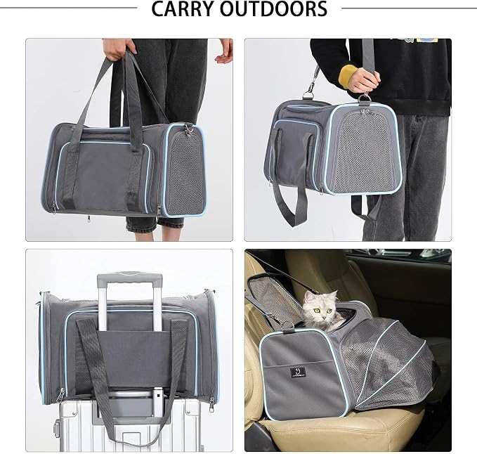 A4Pet Airline Approved Cat Carrier Dog Carriers, Soft-Sided Portable Pet Travel Washable Carrier for Cats