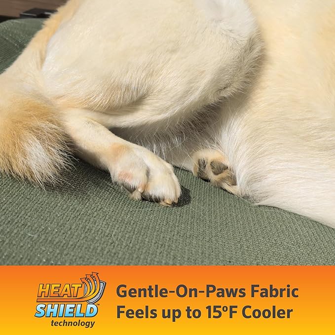 Coolaroo Pro Elevated Dog Bed with HeatShield Fabric – Advanced Cooling Raised Cot for Medium & Large Breeds, Easy-Clean, Low-to-Ground Access, Bonus Bolster Pillow – Pacific Crest Blue
