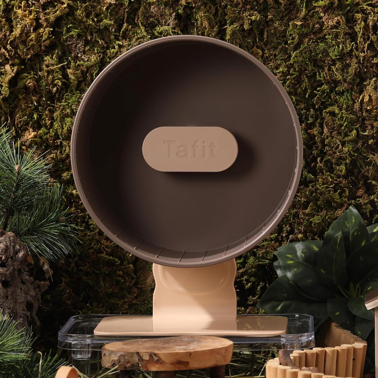 Silent Hamster Wheel 8.7 Inch Dual-Bearings Small Animals Quiet Running Exercise Wheels, Height Adjustable for Dwarf Hamsters, Gerbils, Mice, Hedgehog, Lemmings, or Other Small Pets,Nut Brown