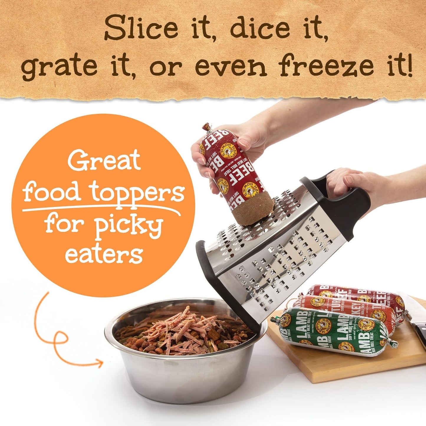 Happy Howie's Soft Meat Roll Treat - Soft Dog Food Rolls, Natural Ingredients, for All Dogs, Made in USA - Beef, Lamb, Turkey, 7 Oz (Pack of 3)