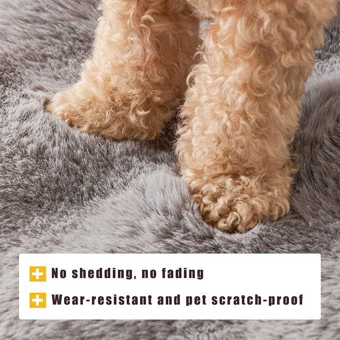Calming Dog Bed for Couch, 29.5 x 29.5 inch, Non-Slip Rabbit-Velvet Dog Sofa Mat for Furniture Protector, Perfect for Small, Medium Dogs and Cats (Khaki, Medium)