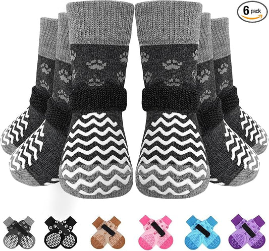 EXPAWLORER Anti Slip Dog Socks to Prevent Licking Paws, Winter Pet Boots & Paw Protectors, Dog Booties for Hardwood Floors with Grippers, Dog Shoes for Hot/Cold Pavement Small Medium Large Senior Dogs