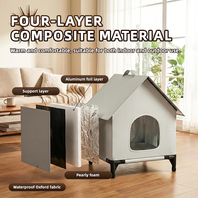 Large Cat House for Outside&Indoor,Easy to Put Together, Selfwarming Cat Shelter for Winter,Insulated and Weatherproof,Large Cave Bed for Garden(18 x 18 x 24 inch,L,Normal)