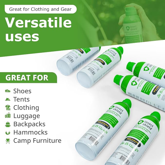 Insect Shield Premium Permethrin Spray - Tick, Flea, Fly, Mosquito, Chigger, Spider & Bed Bug Repellent for Clothing, Gear, Furniture, & Tents, Lasts up to 60 Days, Clear, 18 Oz Aerosol