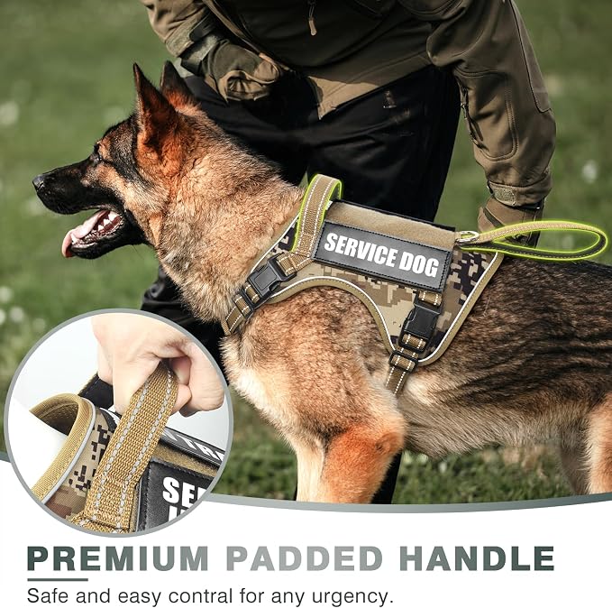 Tactical Dog Harness, No Pull Dog Harness for Medium Large Dogs with Handle & Molle, Military Service Dog Vest Harness in Training Pet Harness for Small Dogs
